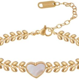 Golden wheat ears heart-shaped bracelet T10032