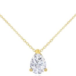 Waterdrop-shaped stone and gold necklace T10037