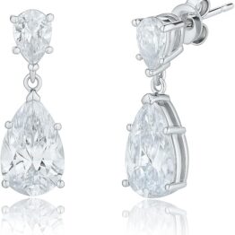 Waterdrop-shaped silver ear studs made of brick and stone MU10023