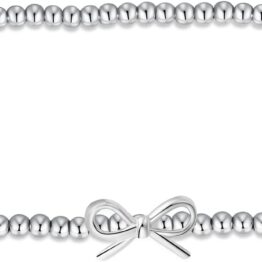 Silver bead bow bracelet MU10034