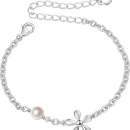 Silver flower bracelet T10030