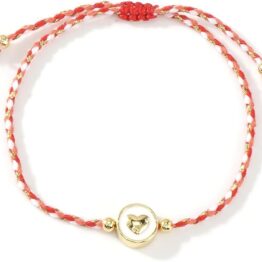 Red and White Handmade String Beaded Bracelet MU10031