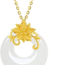 Golden white jade necklace V10047