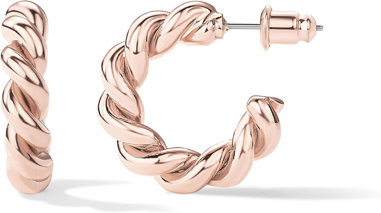 Gold-plated twisted rope circular hoop earrings CH0033