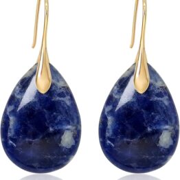 Waterdrop-shaped blue ink earring V10015