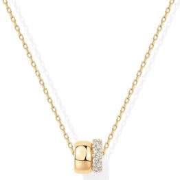 Double circle pendant gold necklace T10045