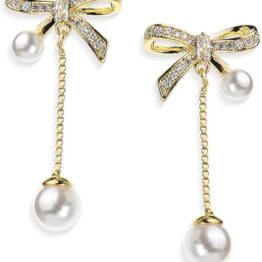 Beaded pearl stud earrings V10007