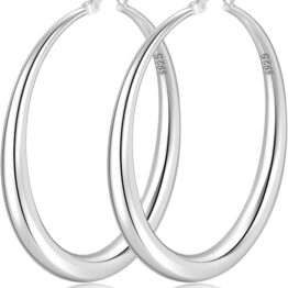 Minimalist silver hoop earrings in large size CH0009