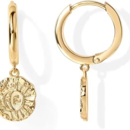 Gold hammer-pattern earrings V10006