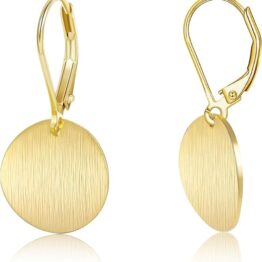 Gold round-shaped textured earrings V10002