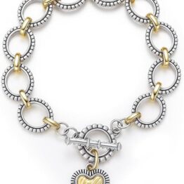 Silver linked heart bracelet V10034