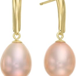 Gold freshwater cultured drop pearl earrings CH0044