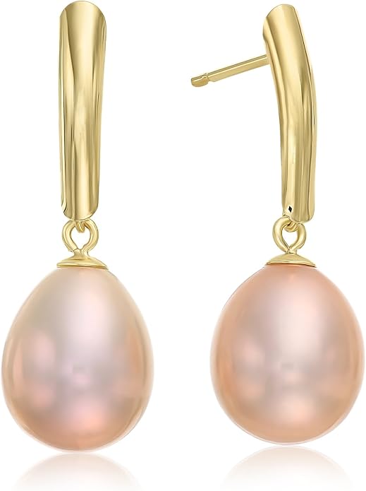 Gold freshwater cultured drop pearl earrings CH0044