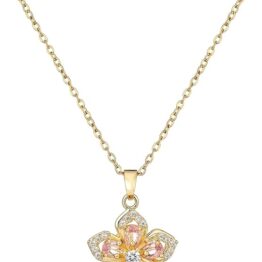 Colored flower gold necklace V10042