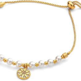 White pearls with golden chains V10032