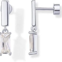 White long-shaped brick and stone earrings V10021