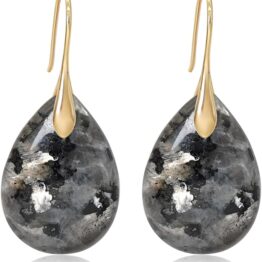 Waterdrop-shaped inkstone jade stud earrings V10011