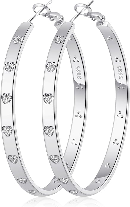 Heart-shaped cubic zirconia anti-allergy earrings CH0034