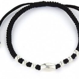 Black string with silver beads bracelet V10031