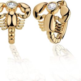 Gold heart-shaped bee earrings with zircon stones DD36008