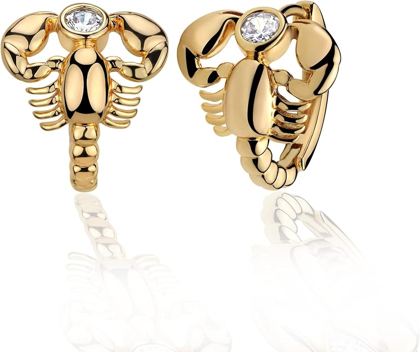 Gold heart-shaped bee earrings with zircon stones DD36008