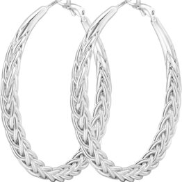 Large hoop earrings with thick spiral silver bands CH0036