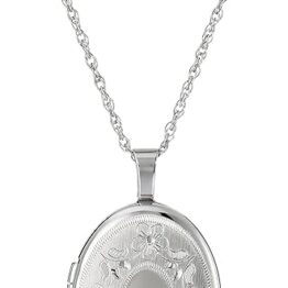 Oval pendant silver necklace MU10047