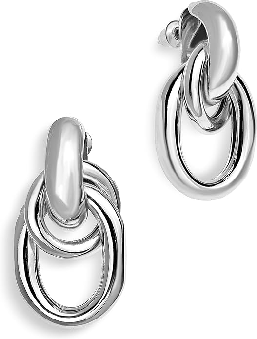 Stylish gold-plated earrings with a gold-plated pendant CH0050