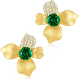 Golden stud earrings CH0001