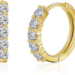 Gold earrings with zircon stones  DD36007