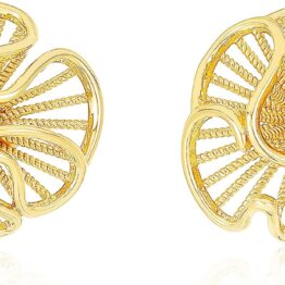 Gold engraved design earrings T10020